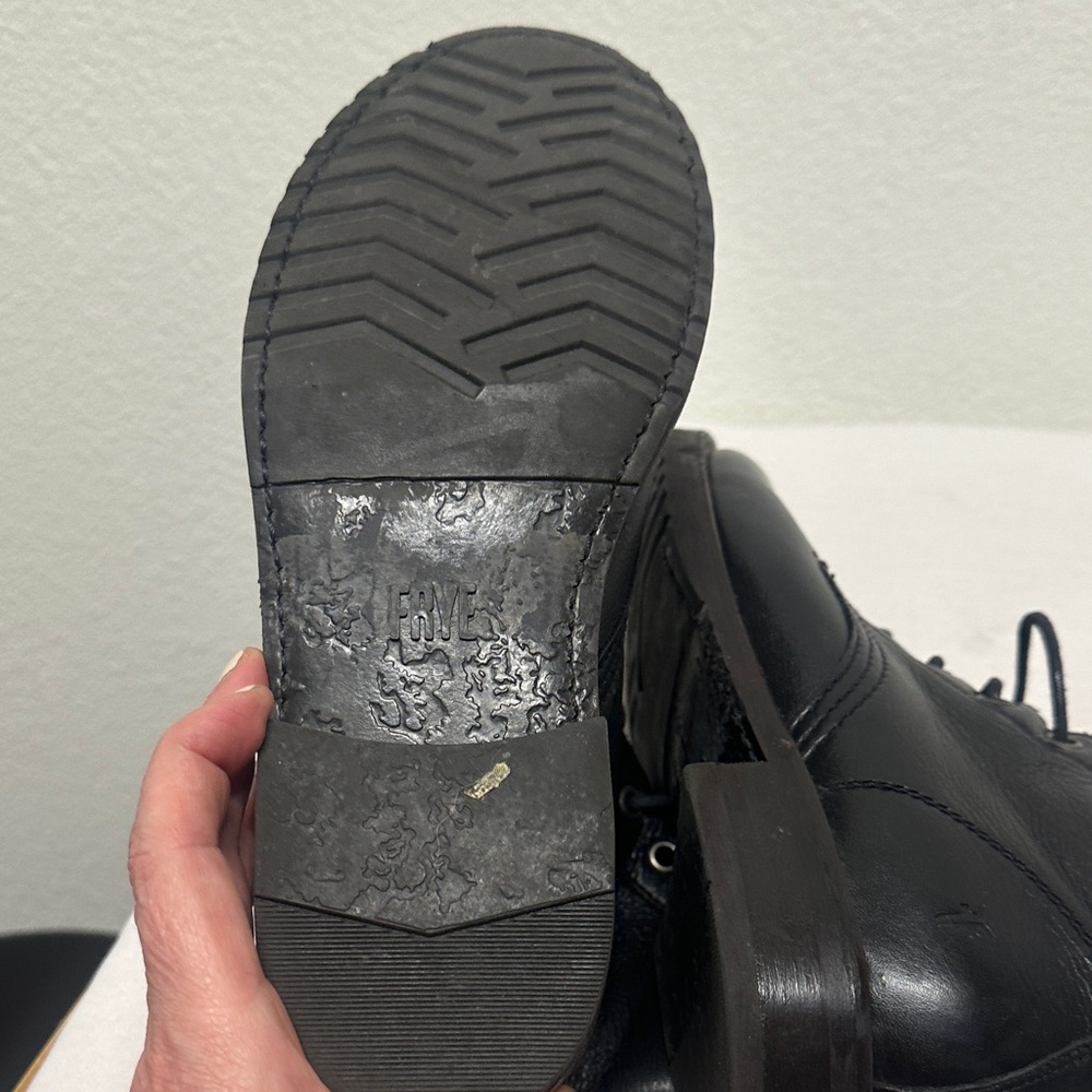 FRYE Black Leather combat boots - Picture 4 of 5